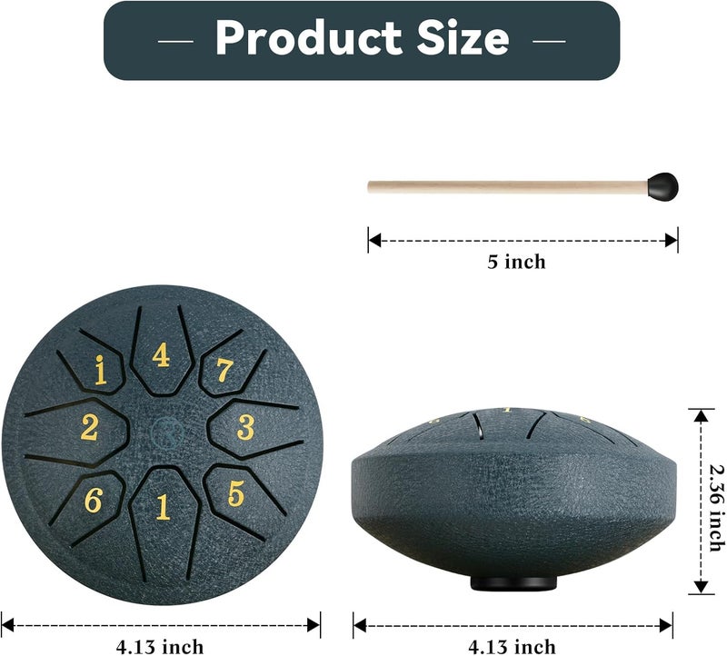 RANMING 4.5 Inch 8 Note C Key Steel Tongue Drum - Tongue Drum for Meditation, Yoga & Sound Therapy, Portable Handpan Drum with Soothing Harmonics, Ideal Gift for Beginner&Adults,Navy Blue - Image 3